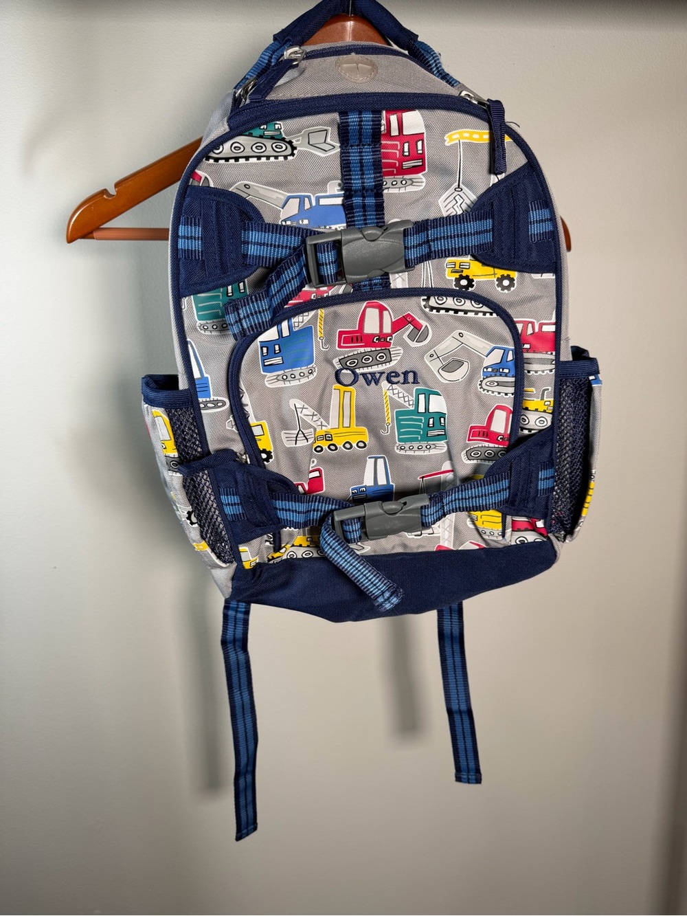 Pottery Barn Kids Gray Jax Construction Glow-In-The-Dark Mackenzie Backpack
